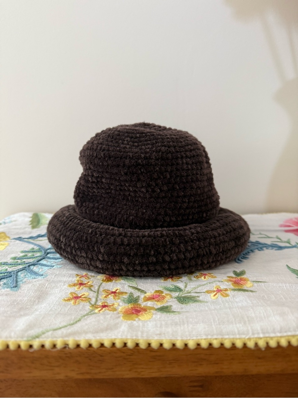 Chunky Crochet Brown Bucket Hat
